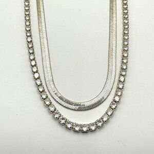 NWT. And Now This Silver Plated Cubic Zirconia Necklace. 16"+2" Extender.